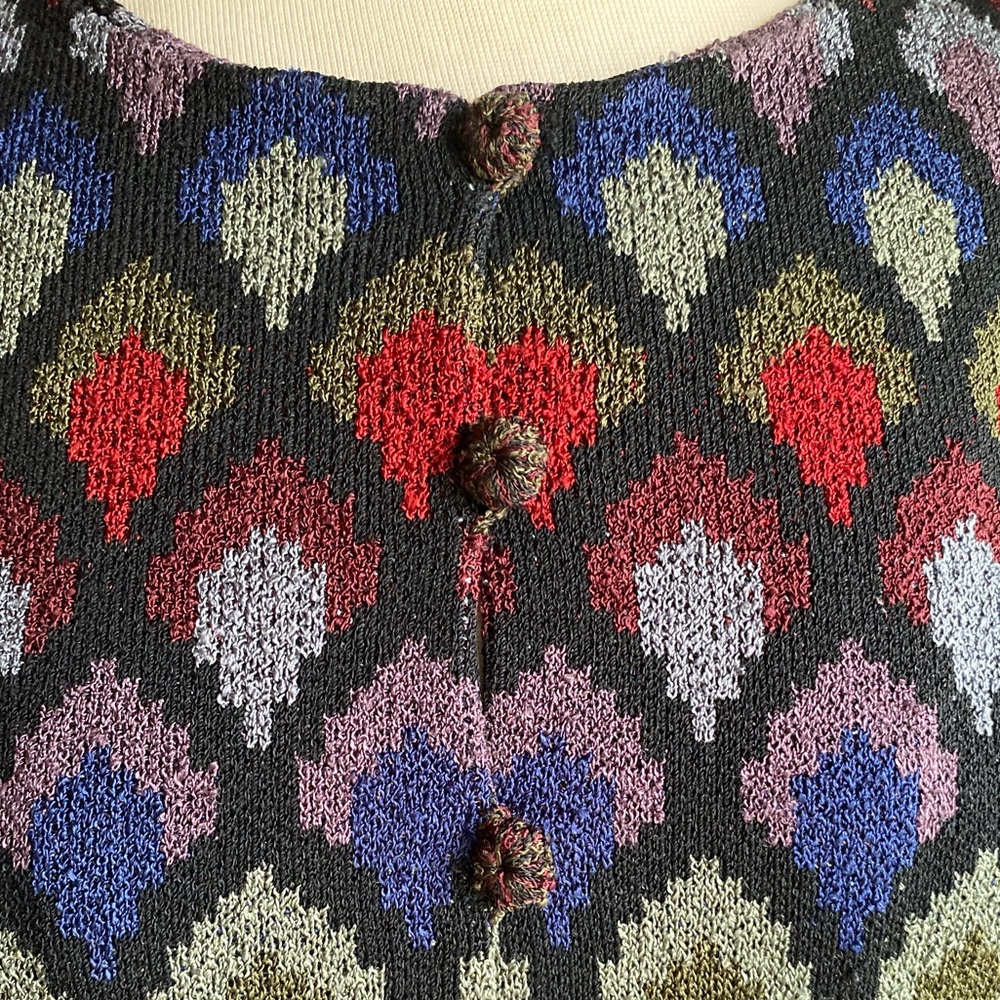Colorful Patterned Button-Up Sweater - Picture 6 of 9